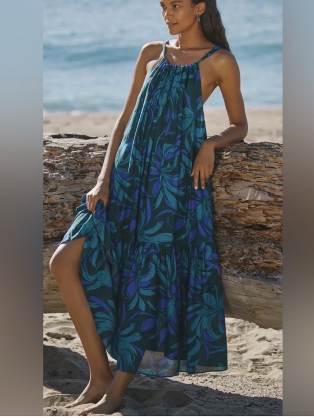 JETS AUSTRALIA Queen Of The Night Tiered Halter Maxi Dress - Azul - Size L